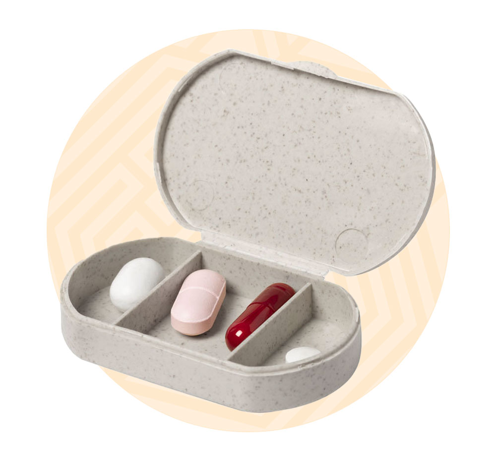 Icona gadget benessere marrone per portapillole personalizzati