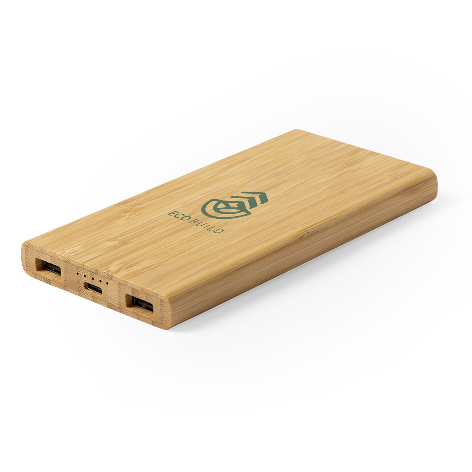 powerbank in bambù con logo personalizzato