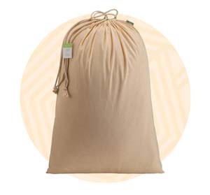 Icona packaging marrone per sacchetti in stoffa con coulisse