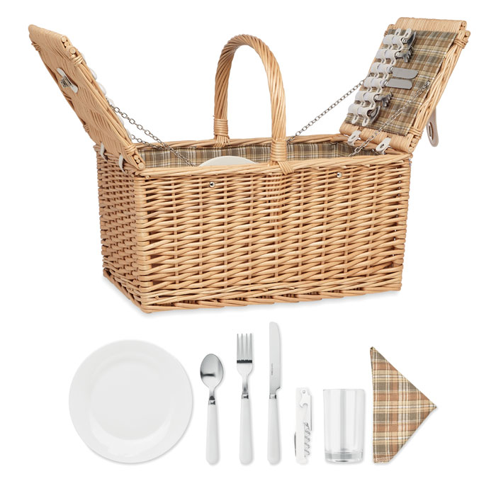 Set picnic in cotone naturale con posate e tovaglioli