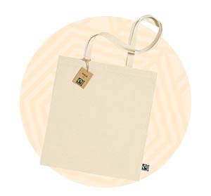Tote bag classica in cotone color naturale. Background composto da un cerchio arancione.