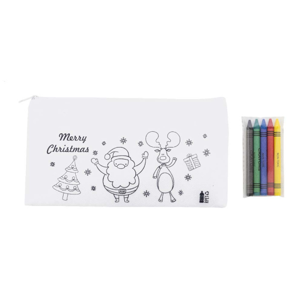 Astuccio natalizio da colorare in RPET con 5 pastelli
