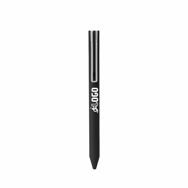 Stylo en plastique soft touch avec clip contrasté