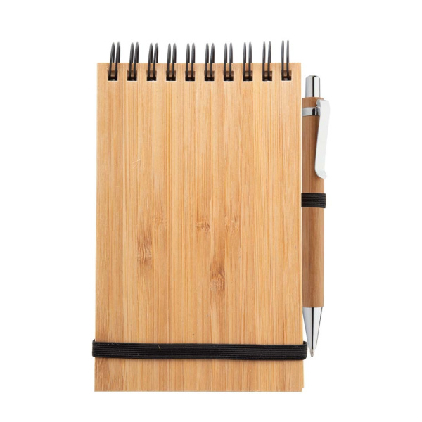 Bloc-notes de poche en bambou avec stylo