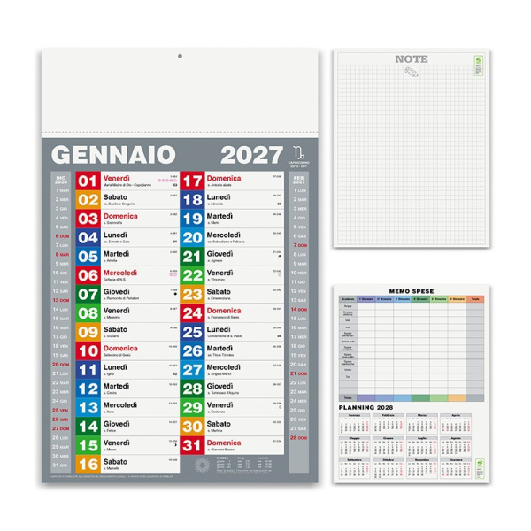 Calendario olandese con giorni colorati | 30x47cm