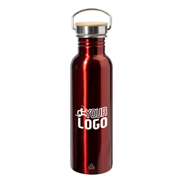 Borraccia colorata in acciaio riciclato tappo in bambù 750 ml