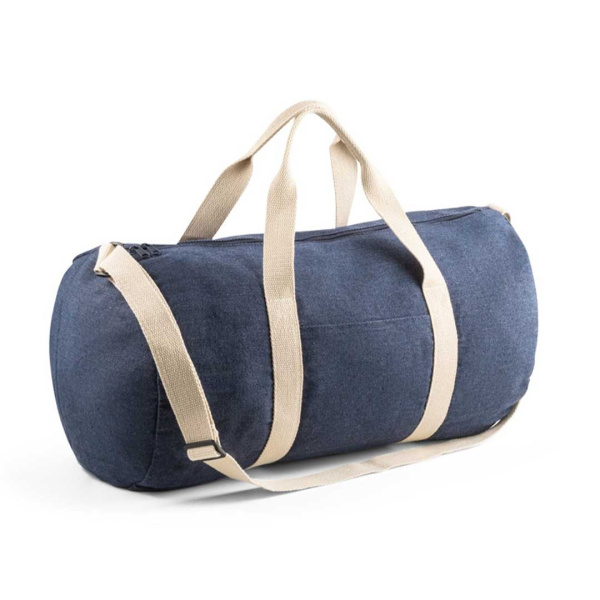 Borsa sportiva cilindrica in denim pratica e resistente