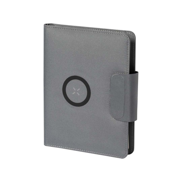 Cartella portadocumenti A5 in RPET con caricatore wireless e power bank integrati
