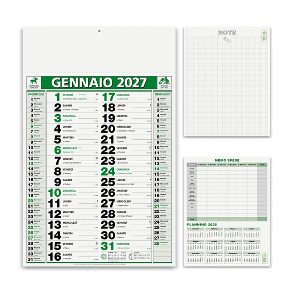 Calendario olandese con pagina note e memo spese