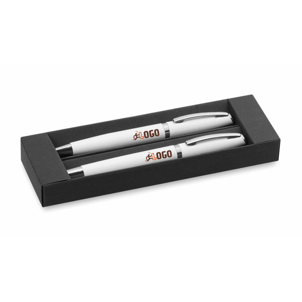 Coffret de stylos publicitaires en aluminium.