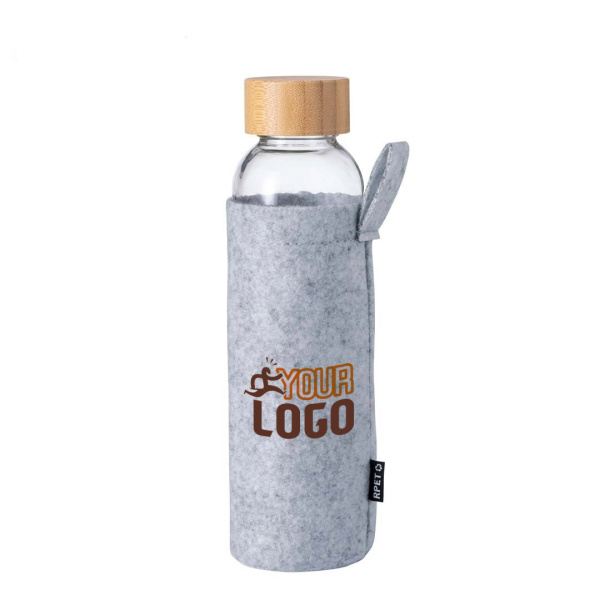 Gourde de sport en verre avec housse en feutre RPET 500 ml