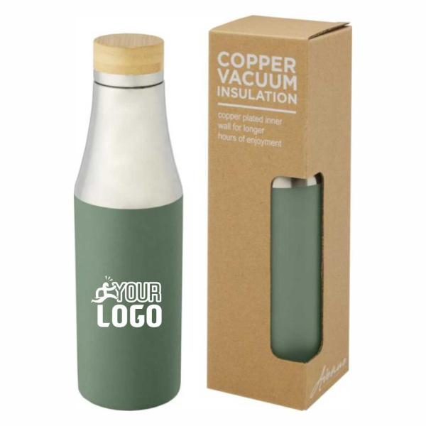 Bouteille isotherme 540 ml avec isolation sous vide et couvercle en bambou