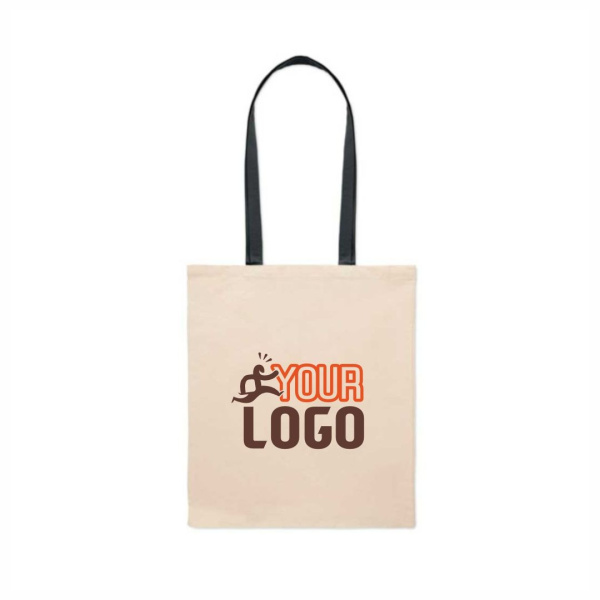 Borsa shopping in cotone con manici colorati 140gr