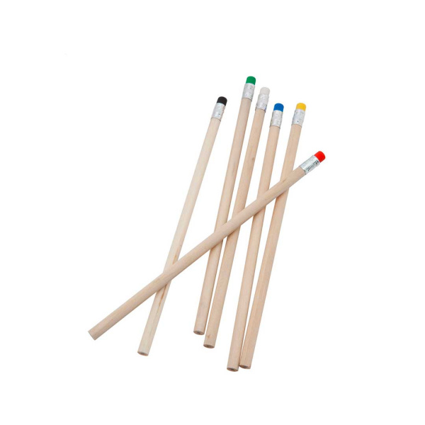 Crayon en bois naturel avec gomme colorée