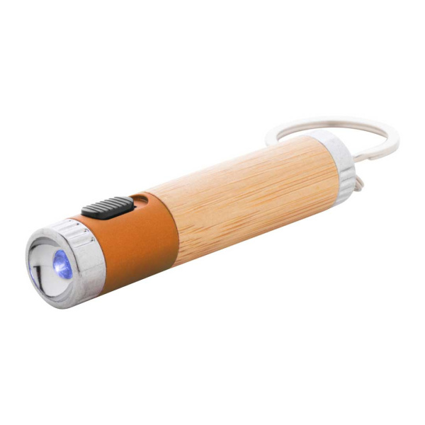 Mini lampe torche en bambou et ABS recyclé avec porte-clés