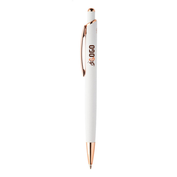 Stylo-bille en aluminium avec détails or rose