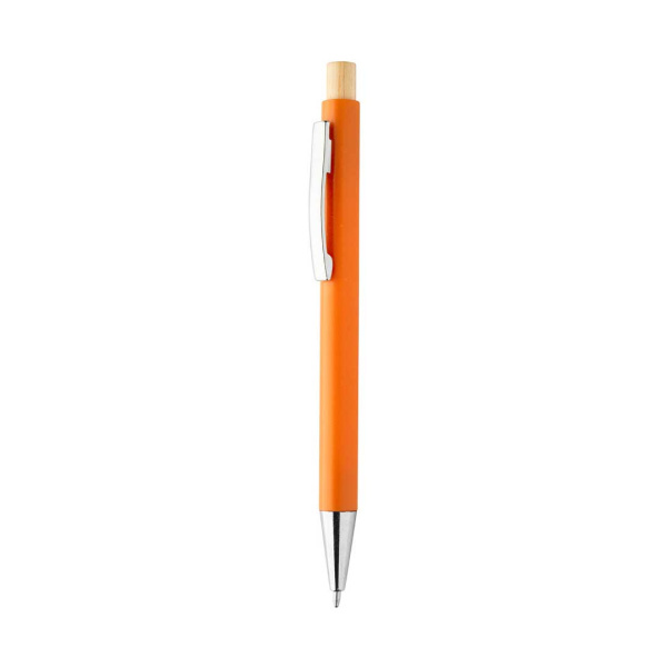 Penna colorata in ABS riciclato con pulsante in bambù
