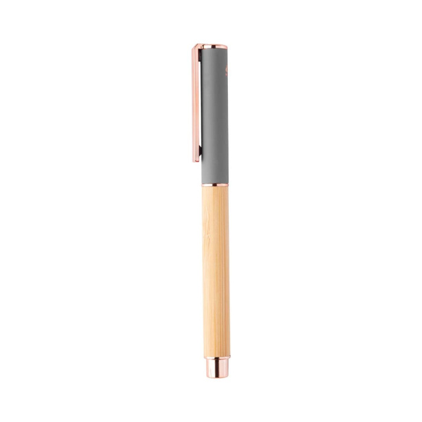 Penna roller con cappuccio e dettagli in oro rosa
