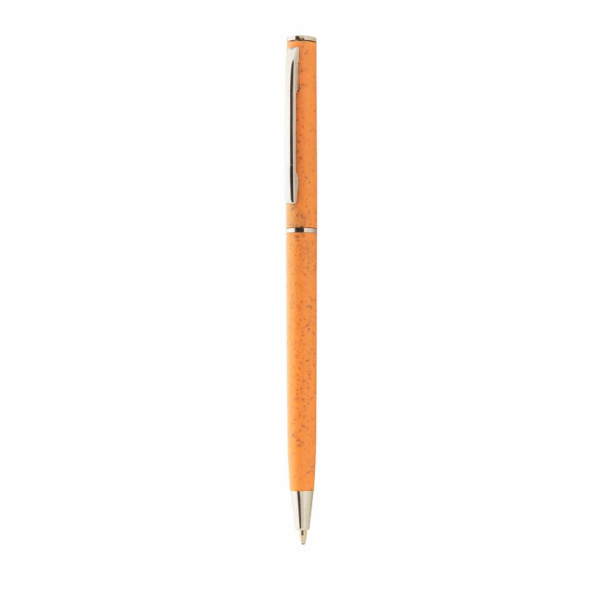Penna slim personalizzabile in paglia di grano e fusto colorato