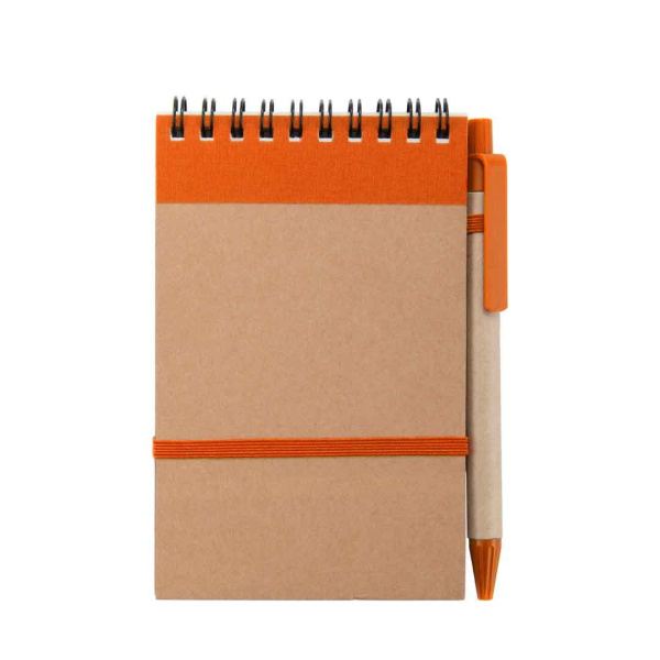 Petit bloc-notes avec spirale et stylo promotionnel