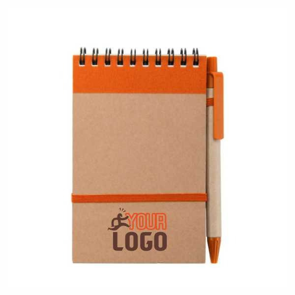 Petit bloc-notes avec spirale et stylo promotionnel