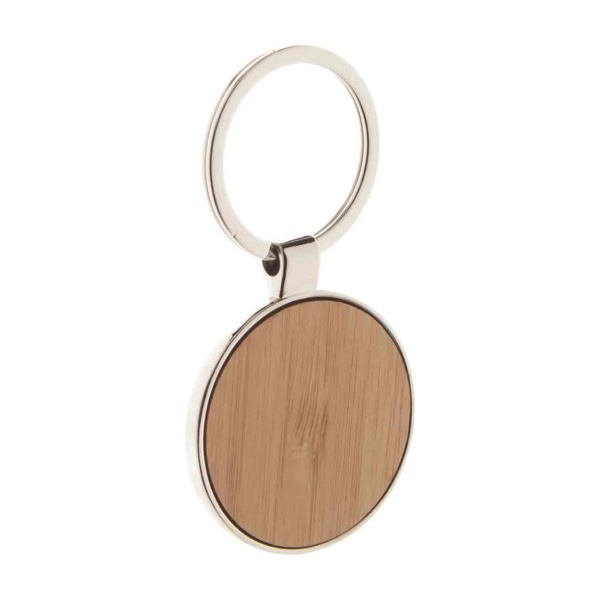 Porte-clés rond en bois et métal