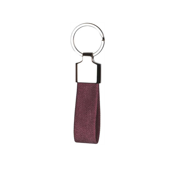 Porte-clés en RPET avec un détail en métal gravé.