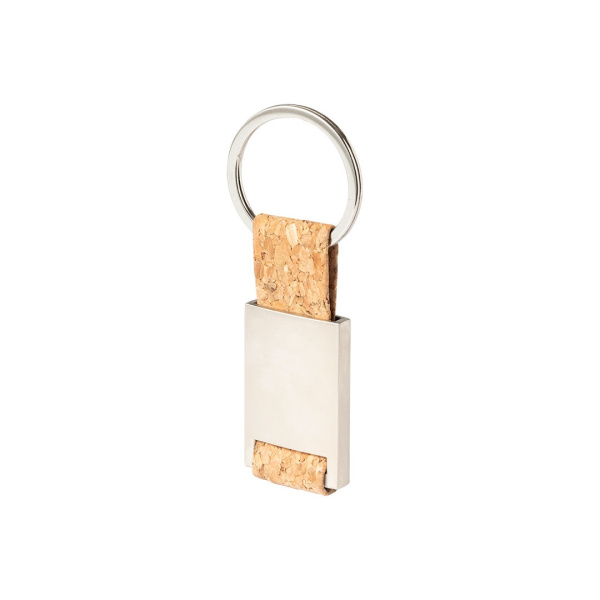 Porte-clés rectangulaire en métal et liège
