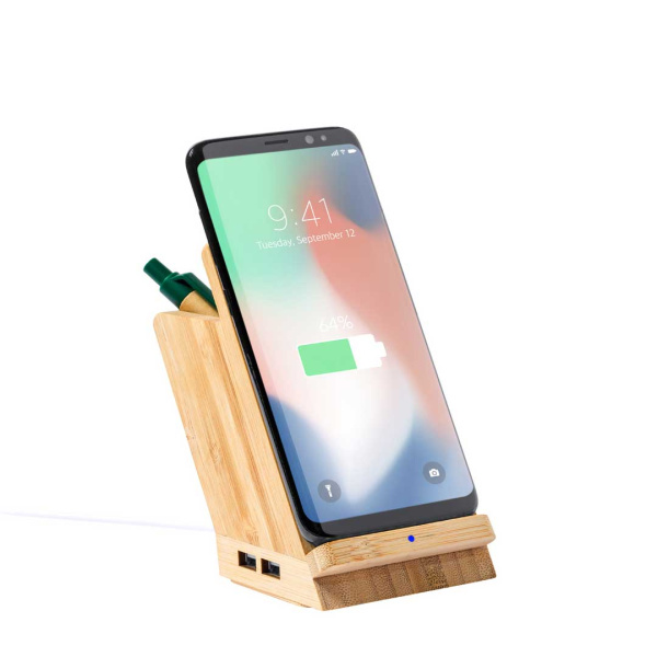 Portapenne con funzione supporto smartphone, caricatore wireless e hub a 4 porte