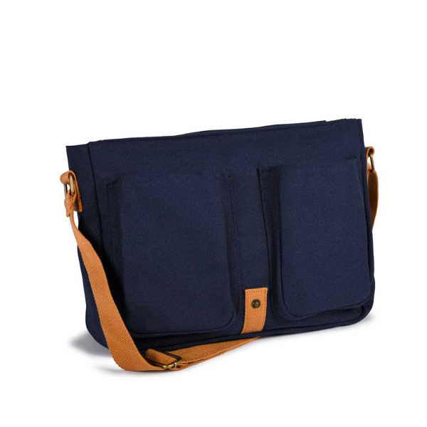 Tracolla vintage in canvas con tasche e chiusura a zip
