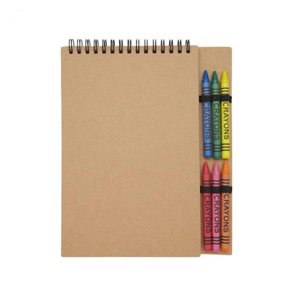 Quaderno A5 a spirale Arcobaleno con set di pastelli