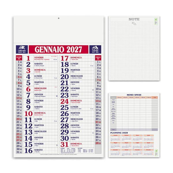 Calendario olandese con fogli quadrettati