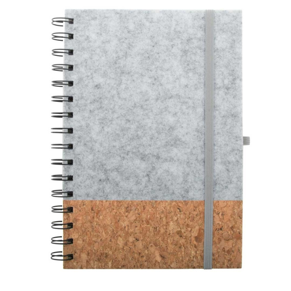 Carnet de notes A5 avec reliure spirale | feutre et liège