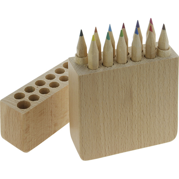 Boîte Rectangulaire de 12 crayons de couleur publicitaire