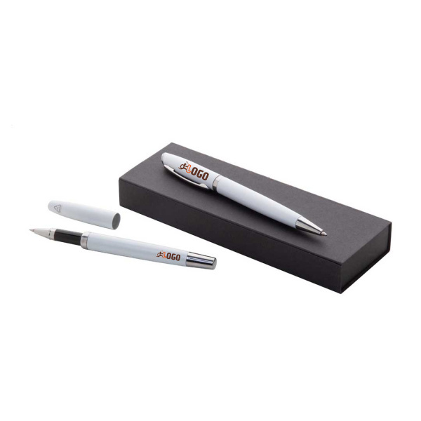 Set de stylo et roller en aluminium recyclé avec coffret cadeau