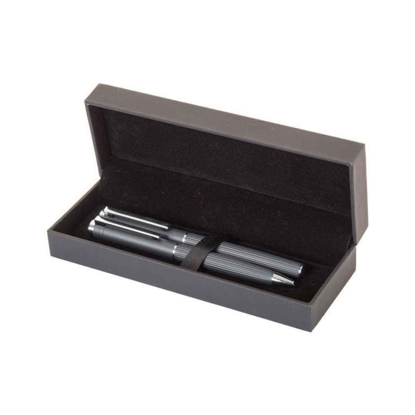 Set penna e roller in alluminio testurizzato a righe