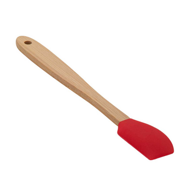 Spatola colorata in silicone e manico in bambù