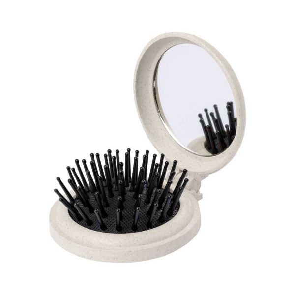 Brosse de poche en fibre de blé avec miroir