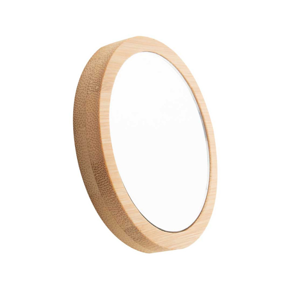 Miroir de poche rond en bambou