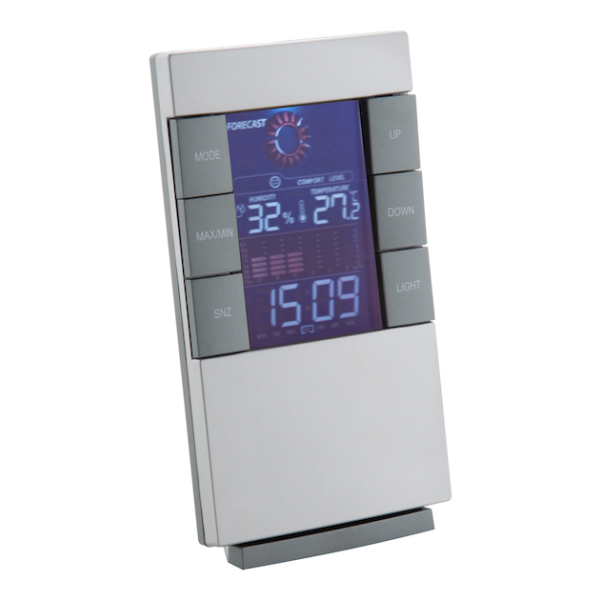 Orologio digitale e stazione meteo con display