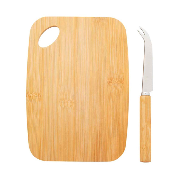 Set formaggio con tagliere in bambù e coltello inox