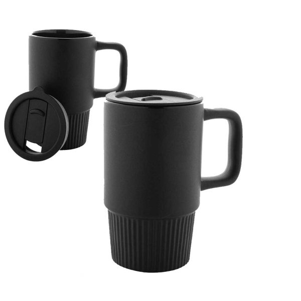 Tazza in ceramica opaca con coperchio 420 ml