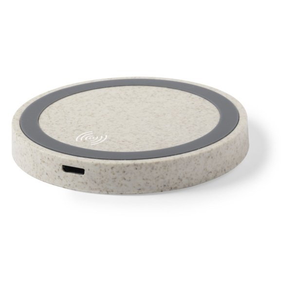 Chargeur sans fil en paille de blé rond
