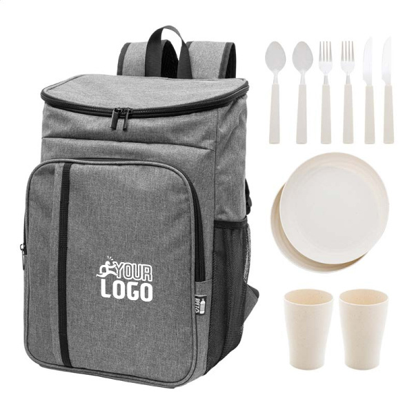 Sac à dos isotherme de pique-nique en RPET avec set pour 2 personnes
